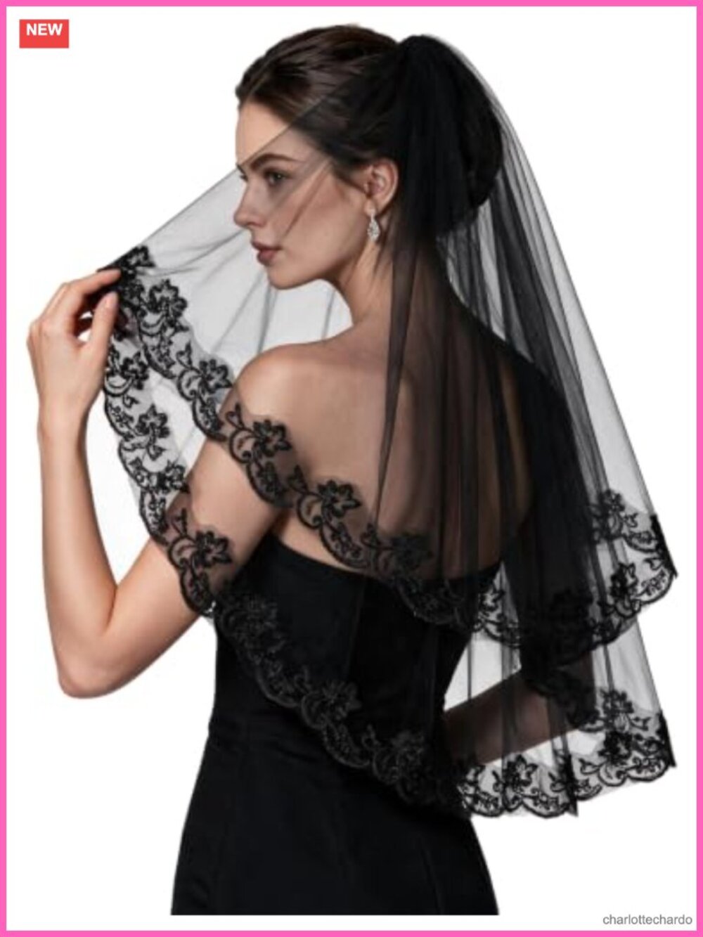 Lace Trim Wedding Veil Bachelorette Bridal Veils with Edging for Bride